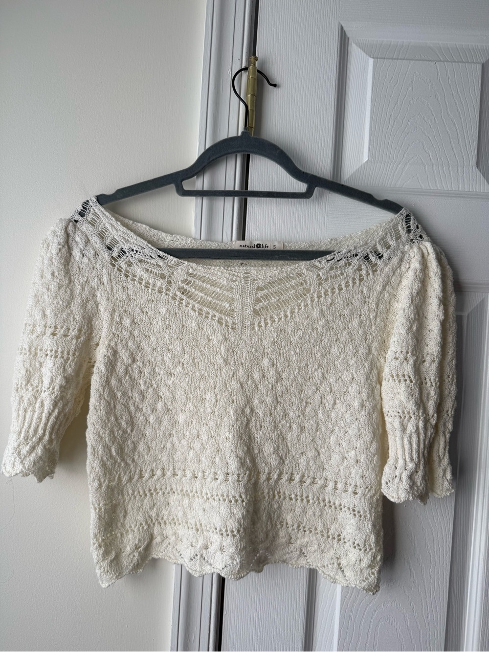 Natural Life white crochet top Size S